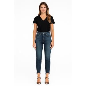 Good American Good Legs High Rise Cigarette Denim Jeans Distressed Blue 0